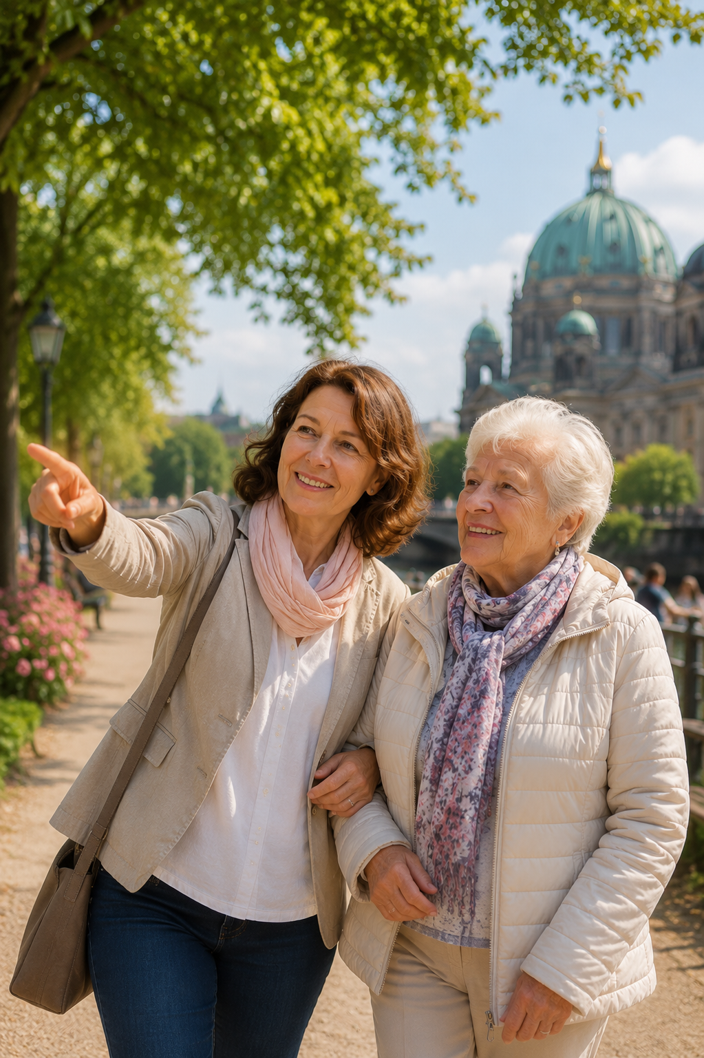 Aktiv im Alltag Ältere und jüngere Frau gemeinsam bei einem Stadtausflug